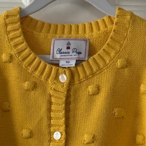 New Classic Prep Girls Elise Popcorn Cardigan Banana Cream Yellow Size 10 - Picture 8 of 15